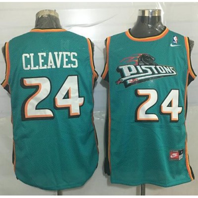 Detroit Pistons #24 Mateen Cleaves Green Nike Throwback Stitched NBA Jersey Men's